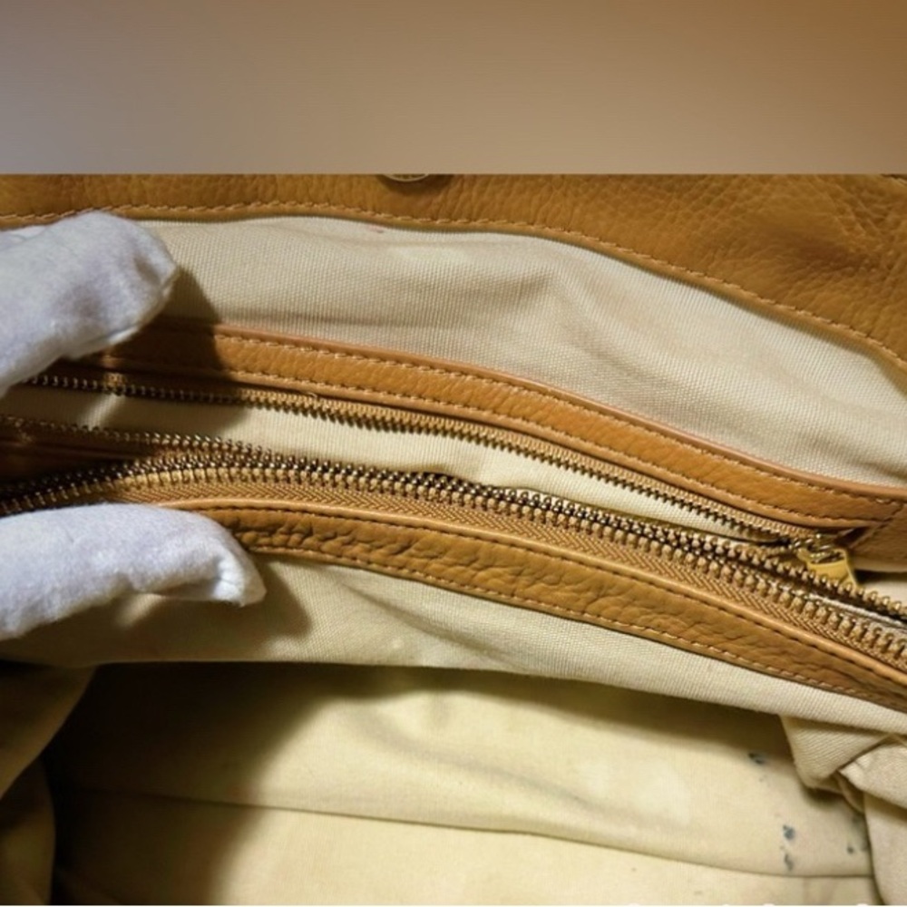 Tory Burch Tan Leather Tote with Cherry Charm - Picture 17 of 17